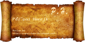 Pápai Henrik névjegykártya